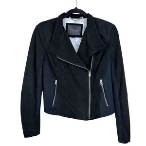 Marc New York Black Suede Leather Moto Jacket Size Medium
